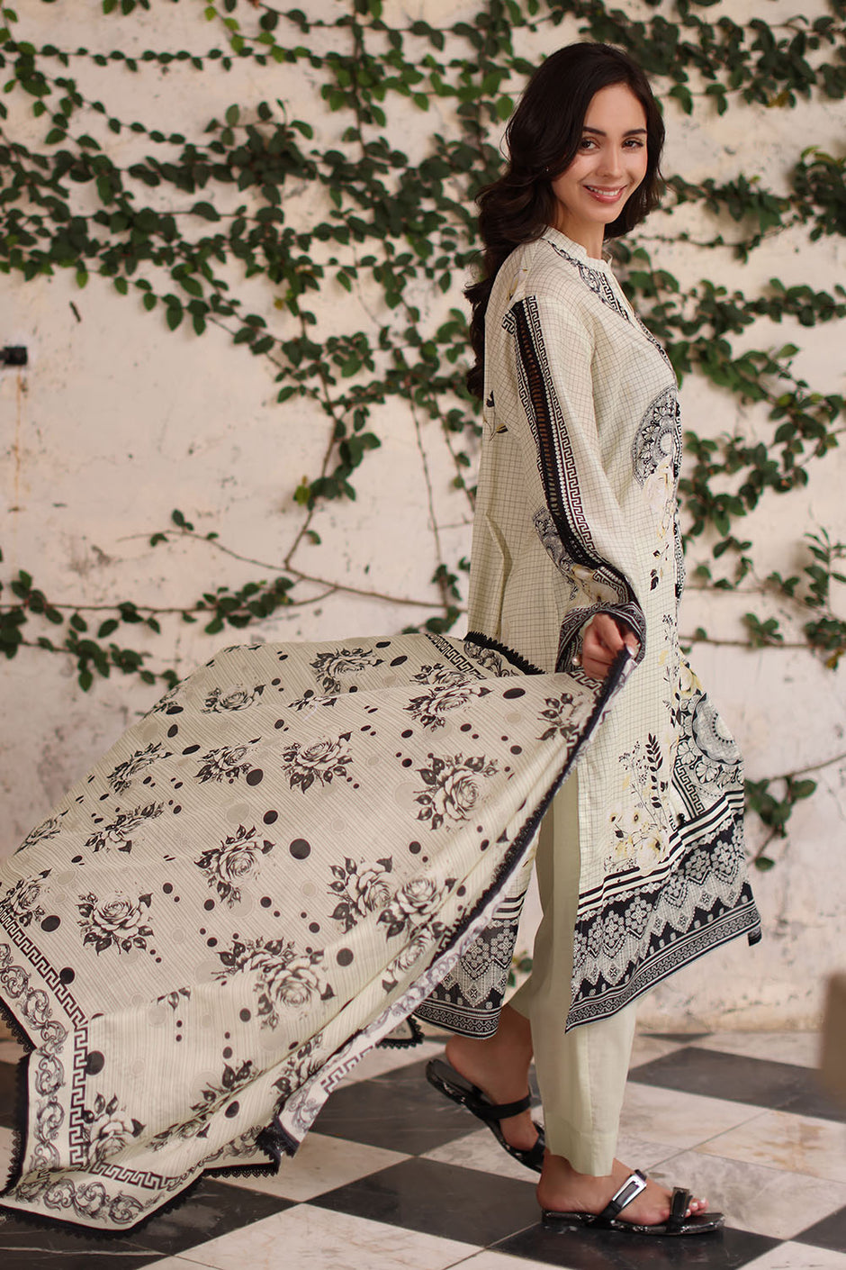 3 Piece Printed Lawn Suit with Printed Lawn Dupatta