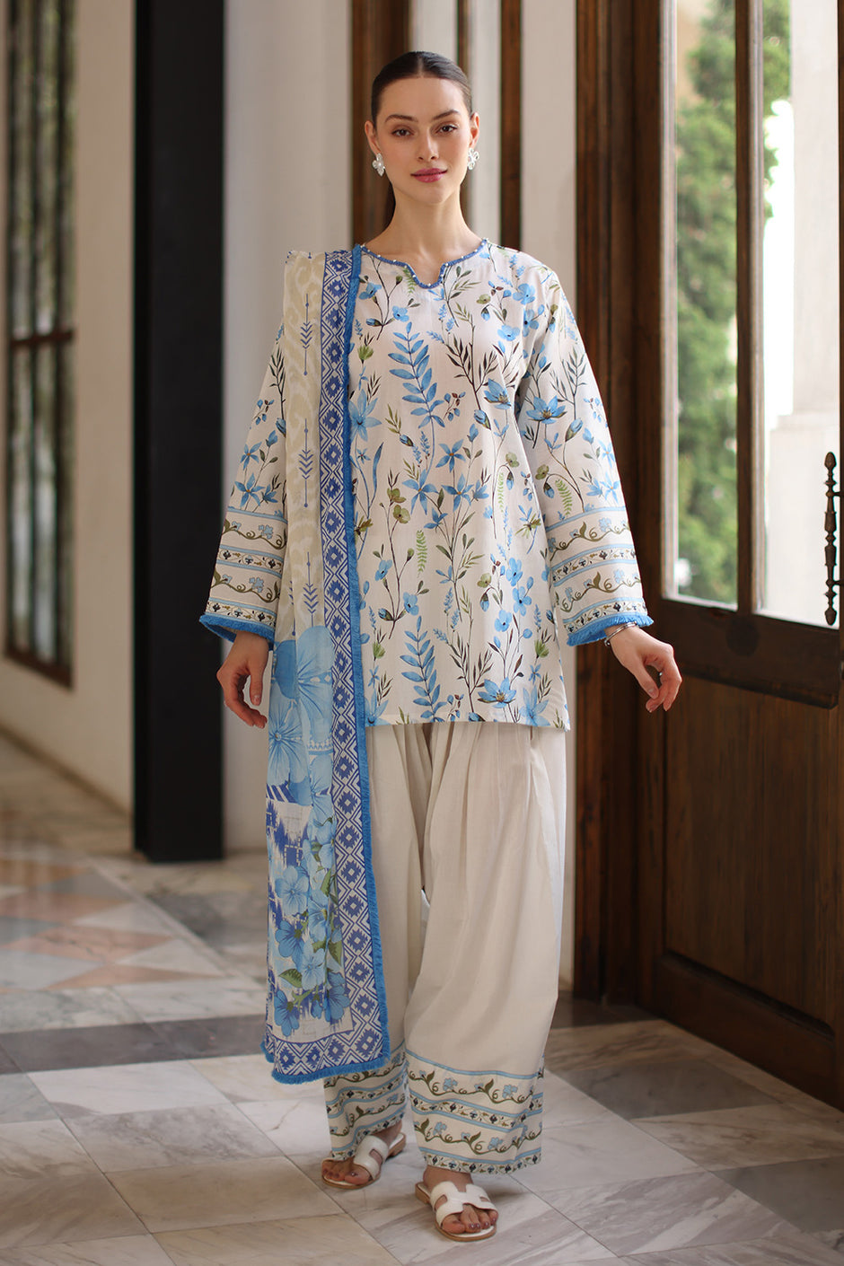 3 Piece Printed Lawn Suit with Printed Lawn Dupatta