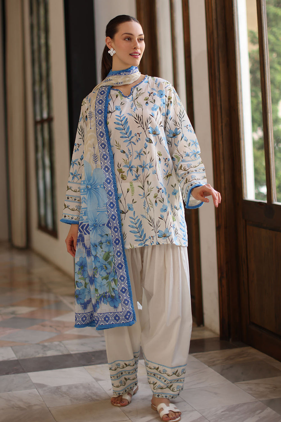 3 Piece Printed Lawn Suit with Printed Lawn Dupatta