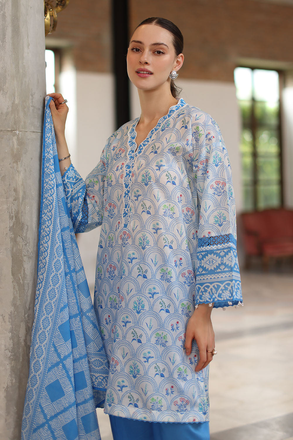3 Piece Printed Lawn Suit with Printed Lawn Dupatta