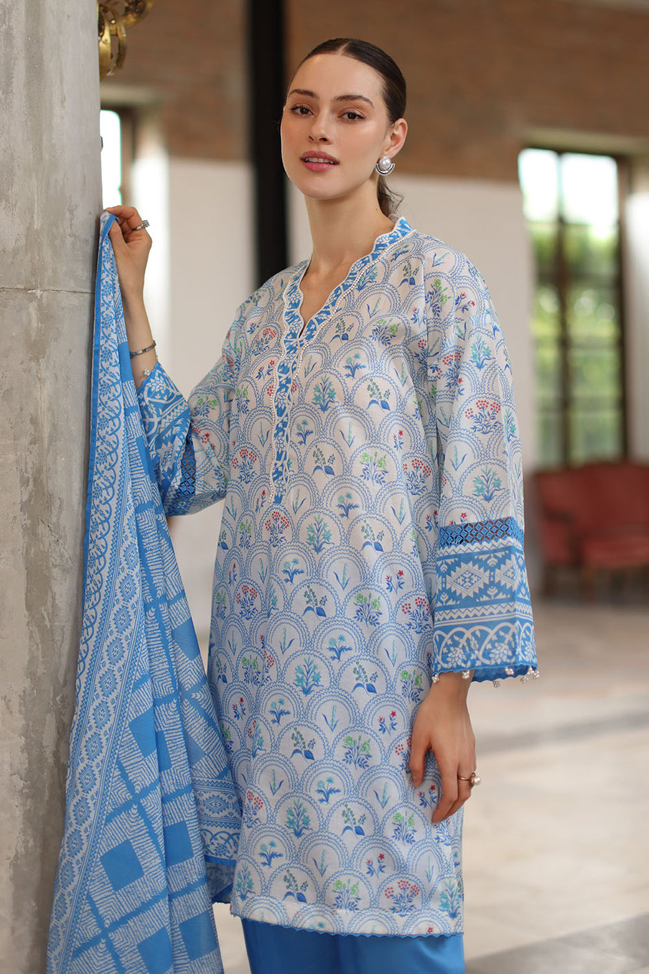 3 Piece Printed Lawn Suit with Printed Lawn Dupatta
