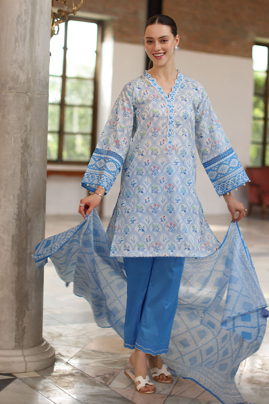 3 Piece Printed Lawn Suit with Printed Lawn Dupatta