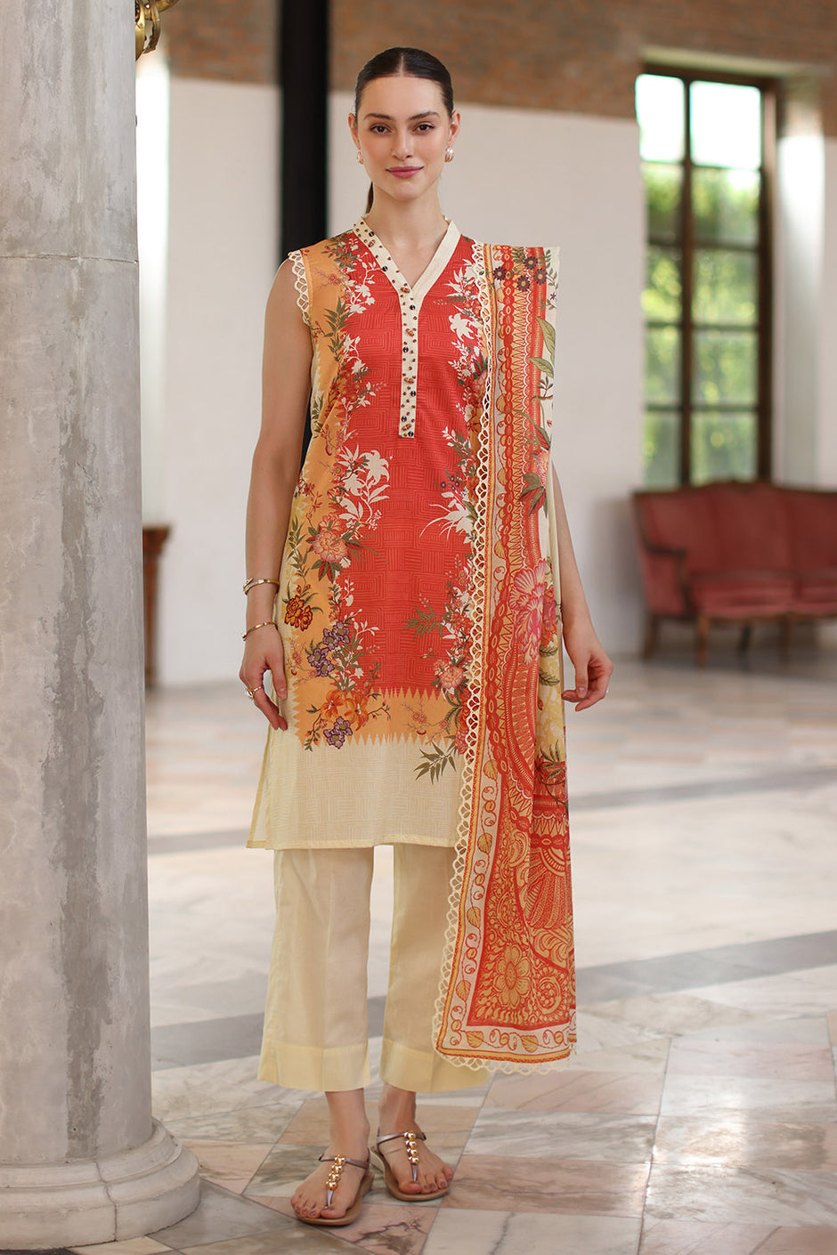 3 Piece Printed Lawn Suit with Printed Lawn Dupatta