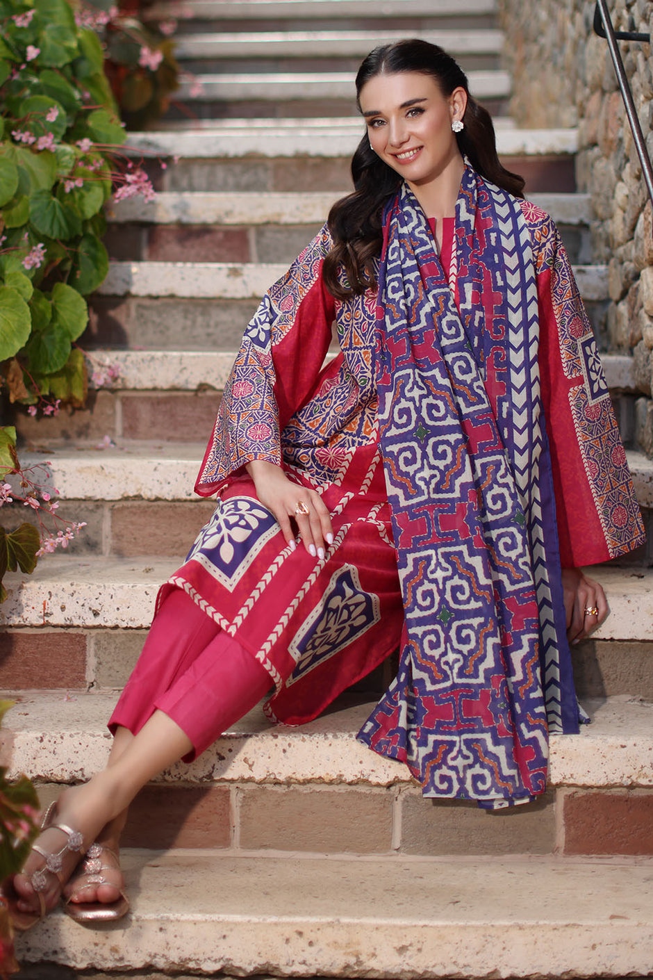 3 Piece Printed Lawn Suit with Dupatta