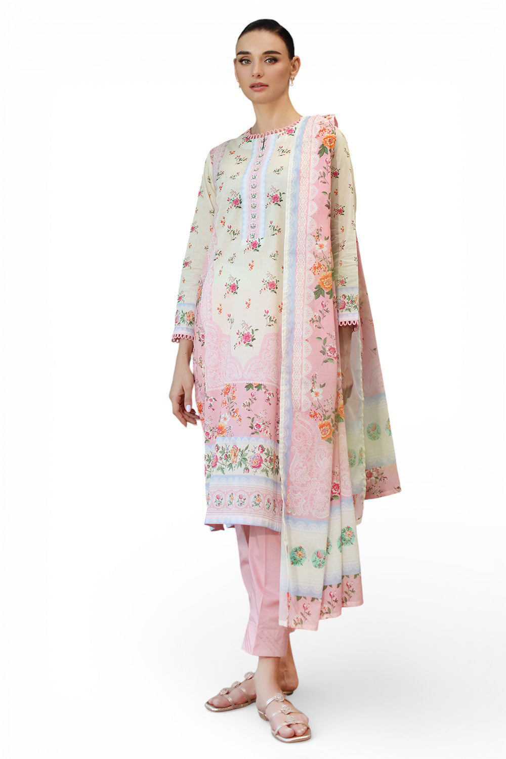 3 Piece Printed Lawn Suit with Dupatta