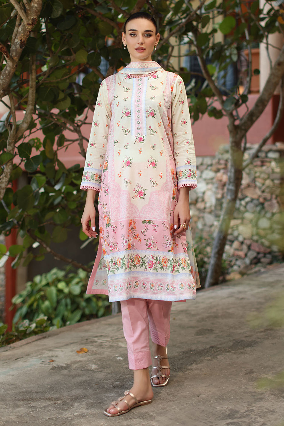 3 Piece Printed Lawn Suit with Dupatta