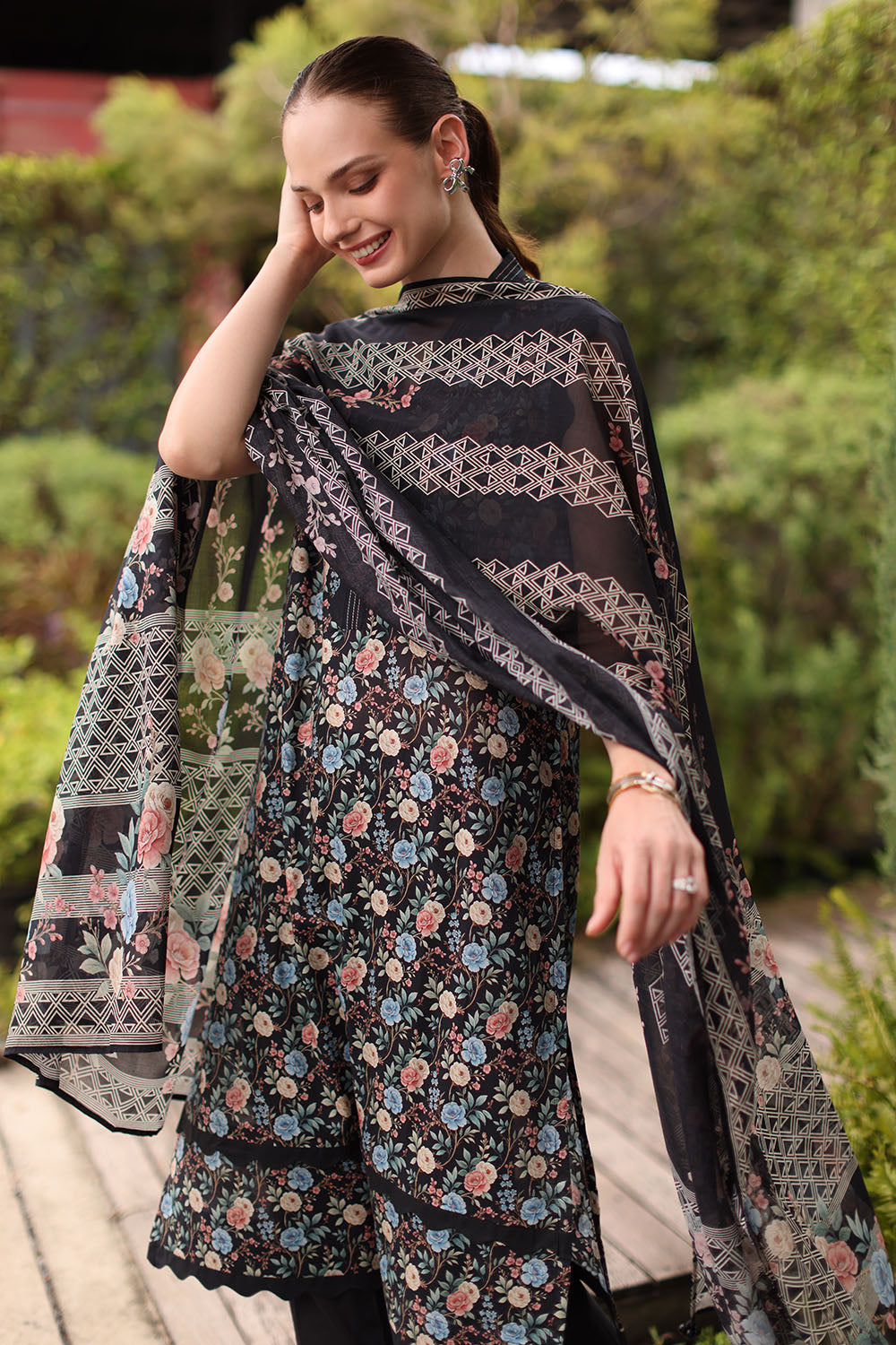 3 Piece Printed Lawn Suit with Printed Lawn Dupatta