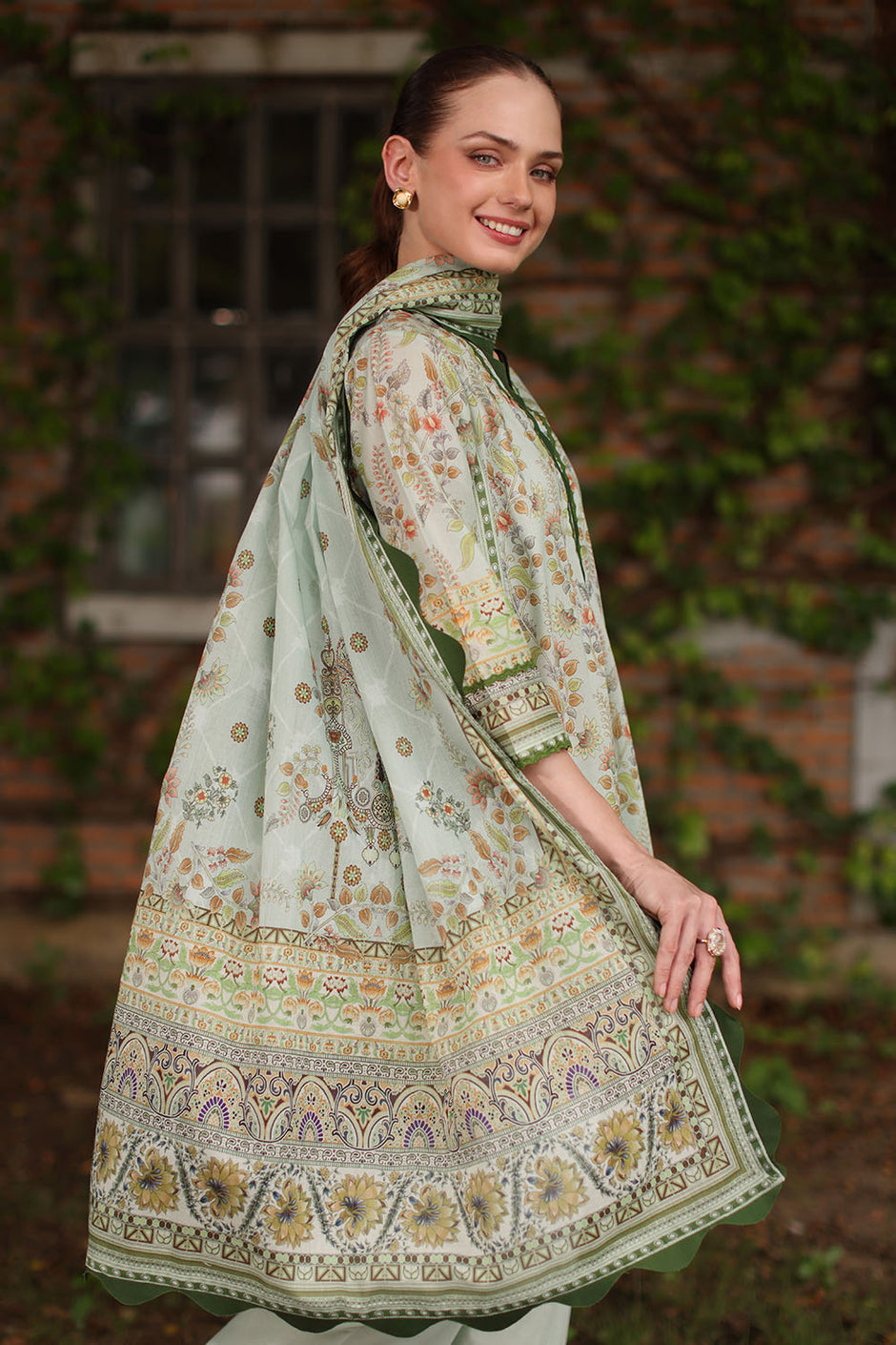 3 Piece Printed Lawn Suit with Printed Lawn Dupatta