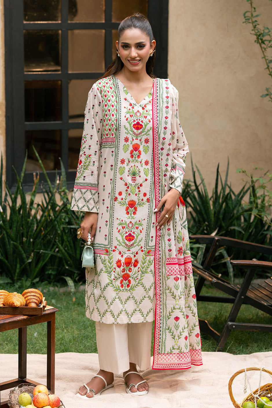 3 Piece Printed Lawn Suit with Printed Lawn Dupatta