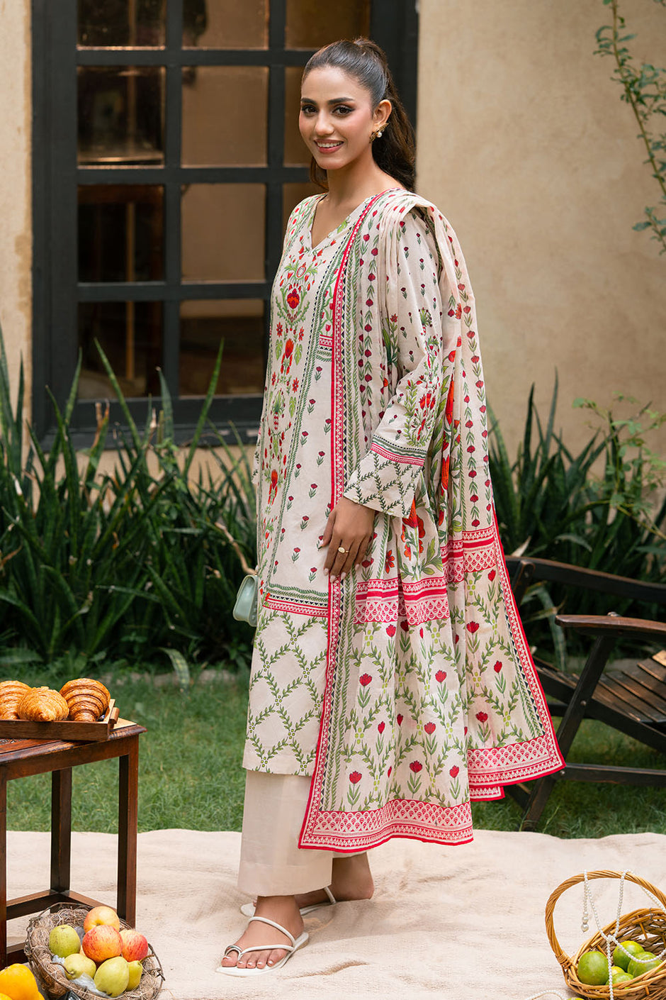 3 Piece Printed Lawn Suit with Printed Lawn Dupatta