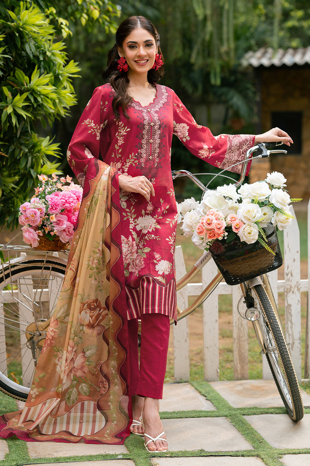 3 Piece Printed Lawn Suit with Printed Lawn Dupatta