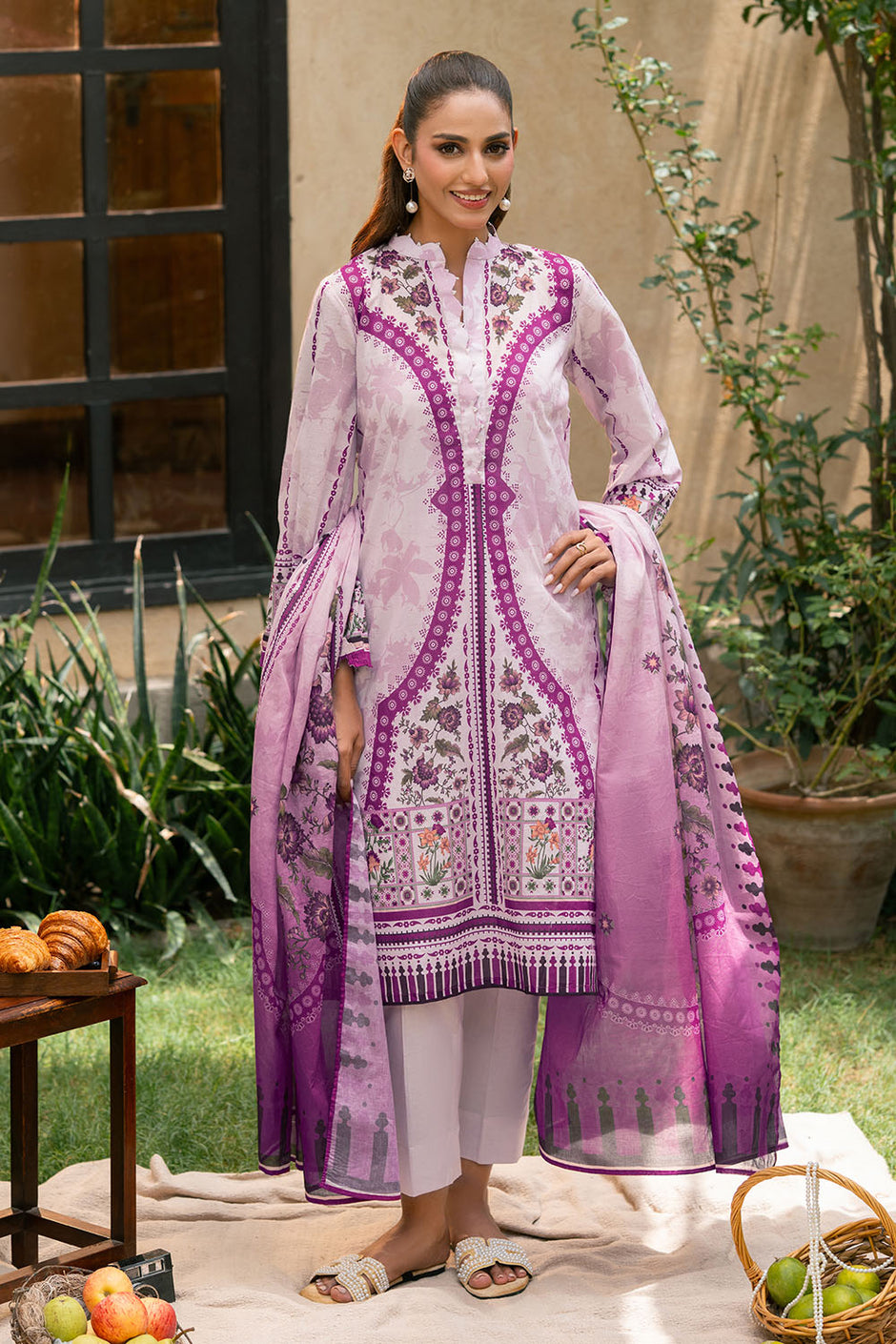3 Piece Printed Lawn Suit with Printed Lawn Dupatta