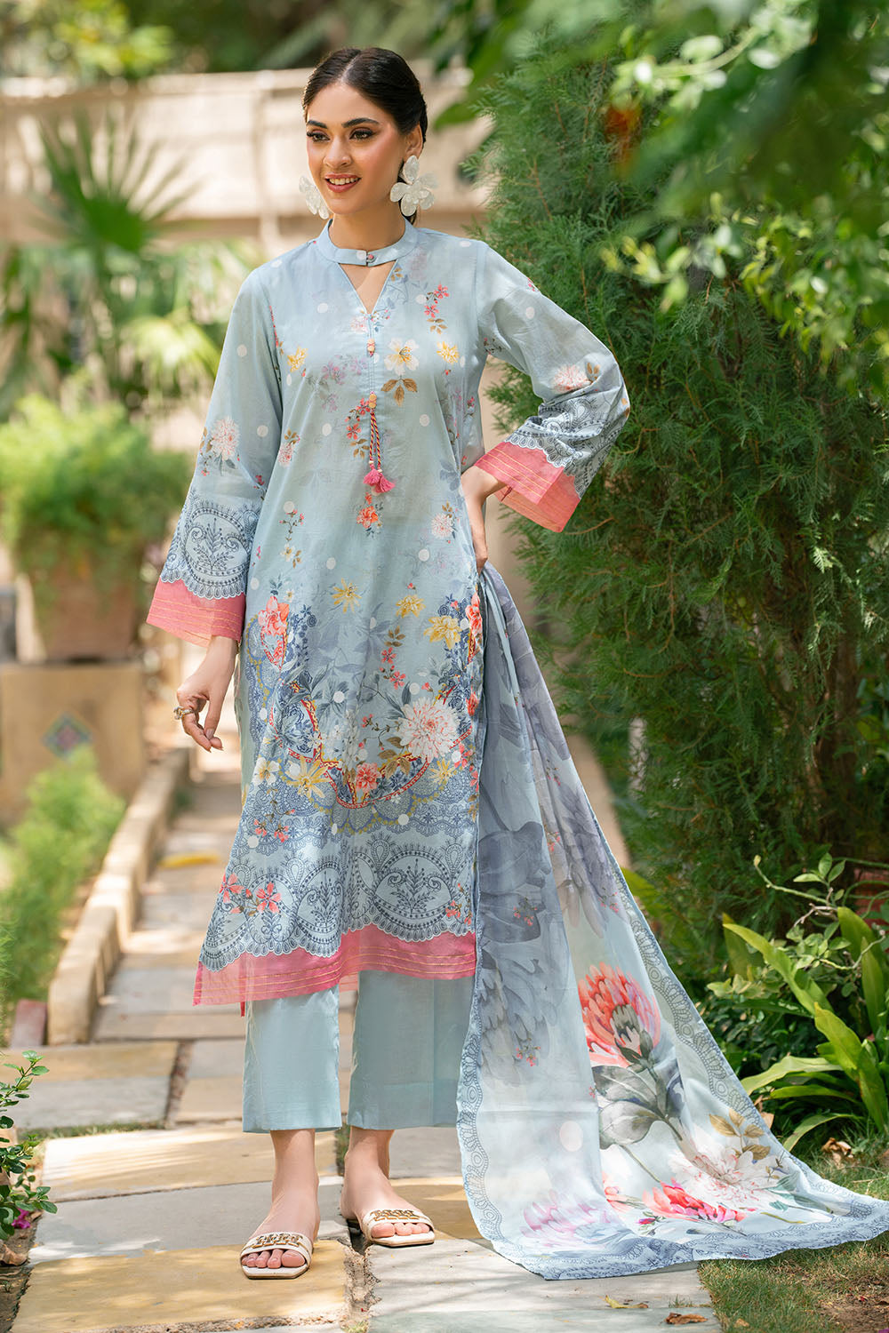 3 Piece Printed Lawn Suit with Printed Lawn Dupatta