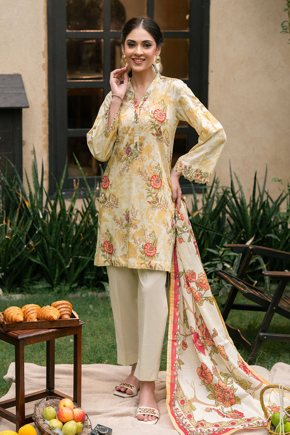 3 Piece Printed Lawn Suit with Printed Lawn Dupatta