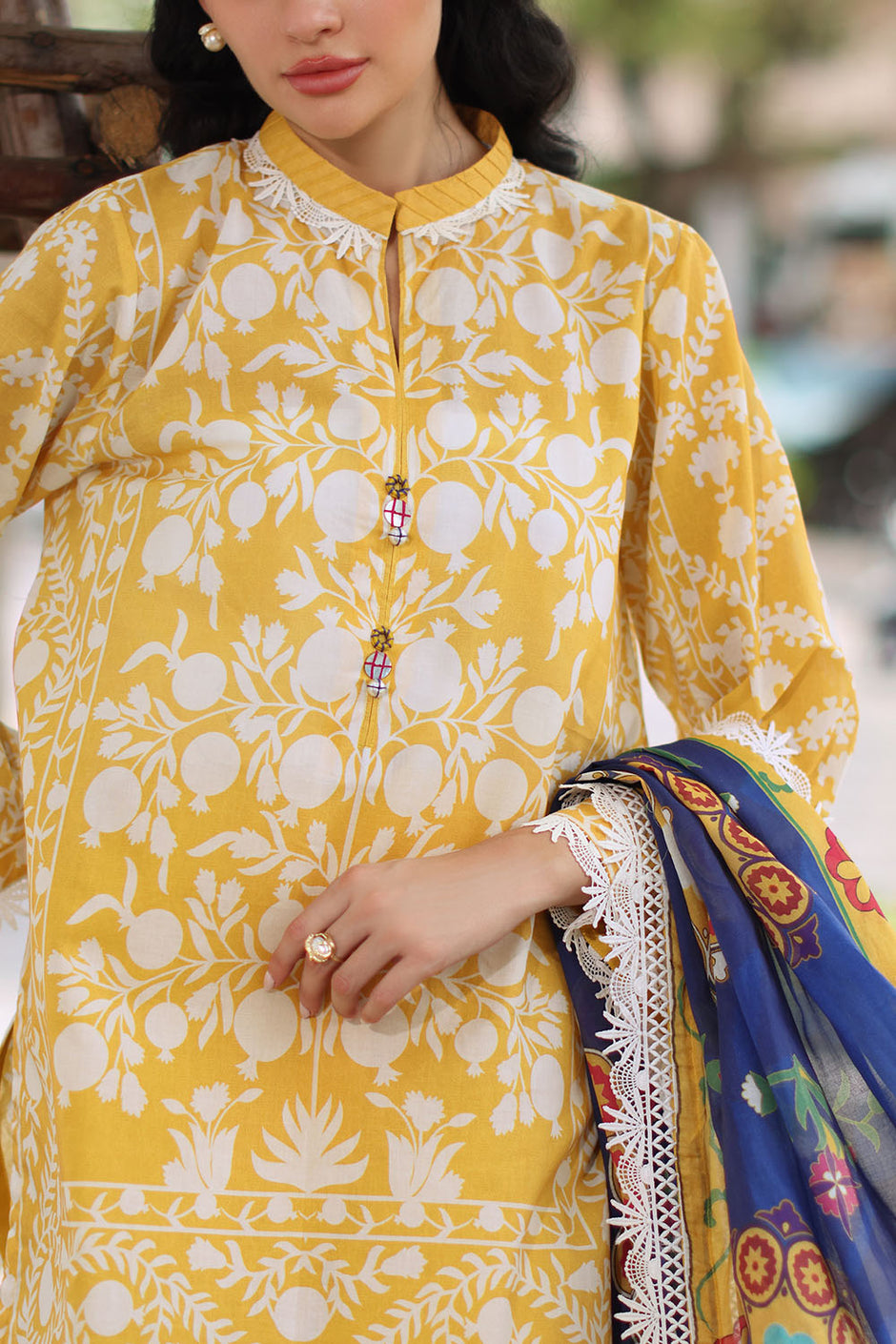 3 Piece Printed Lawn Suit with Printed Lawn Dupatta and Embroidered Border