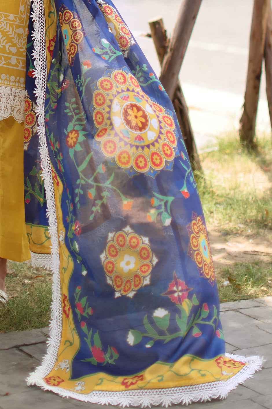 3 Piece Printed Lawn Suit with Printed Lawn Dupatta and Embroidered Border