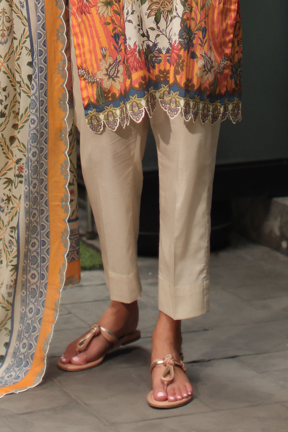 3 Piece Printed Lawn Suit with Printed Lawn Dupatta and Lace