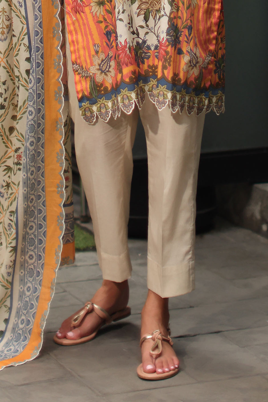 3 Piece Printed Lawn Suit with Printed Lawn Dupatta and Lace