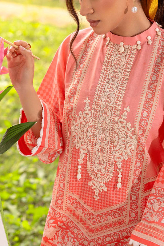 3 Piece Printed Lawn Suit with Embroidered Neckline CL-62202