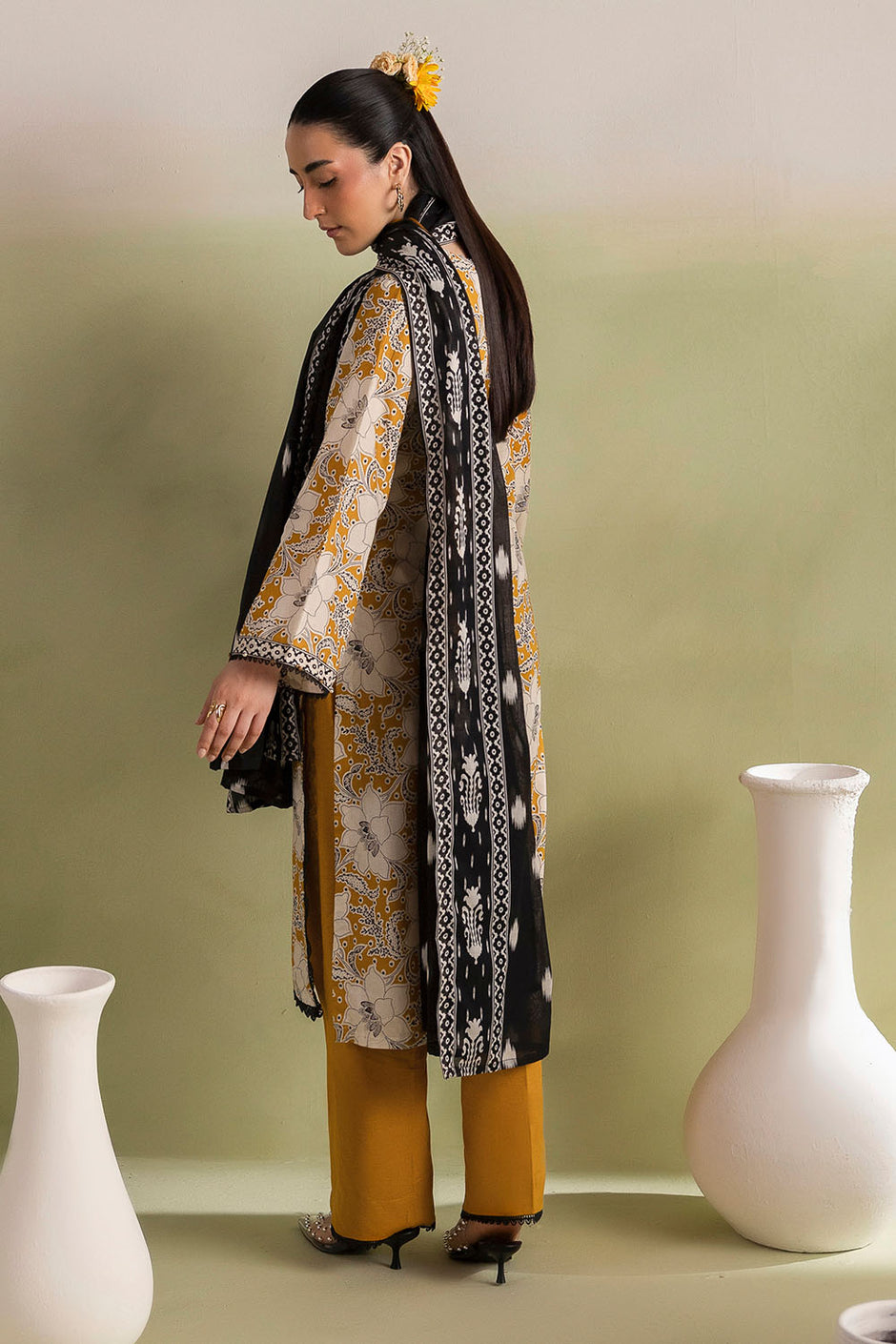 3 Piece Printed Lawn Suit with Embroidered Neckline and Printed Lawn Dupatta