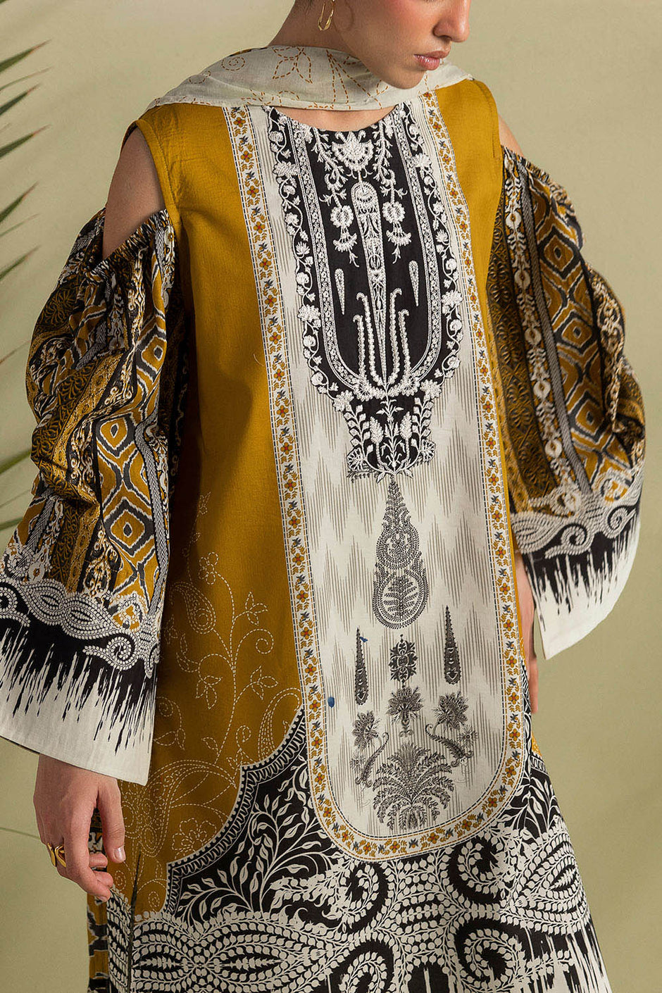 3 Piece Printed Lawn Suit with Embroidered Neckline