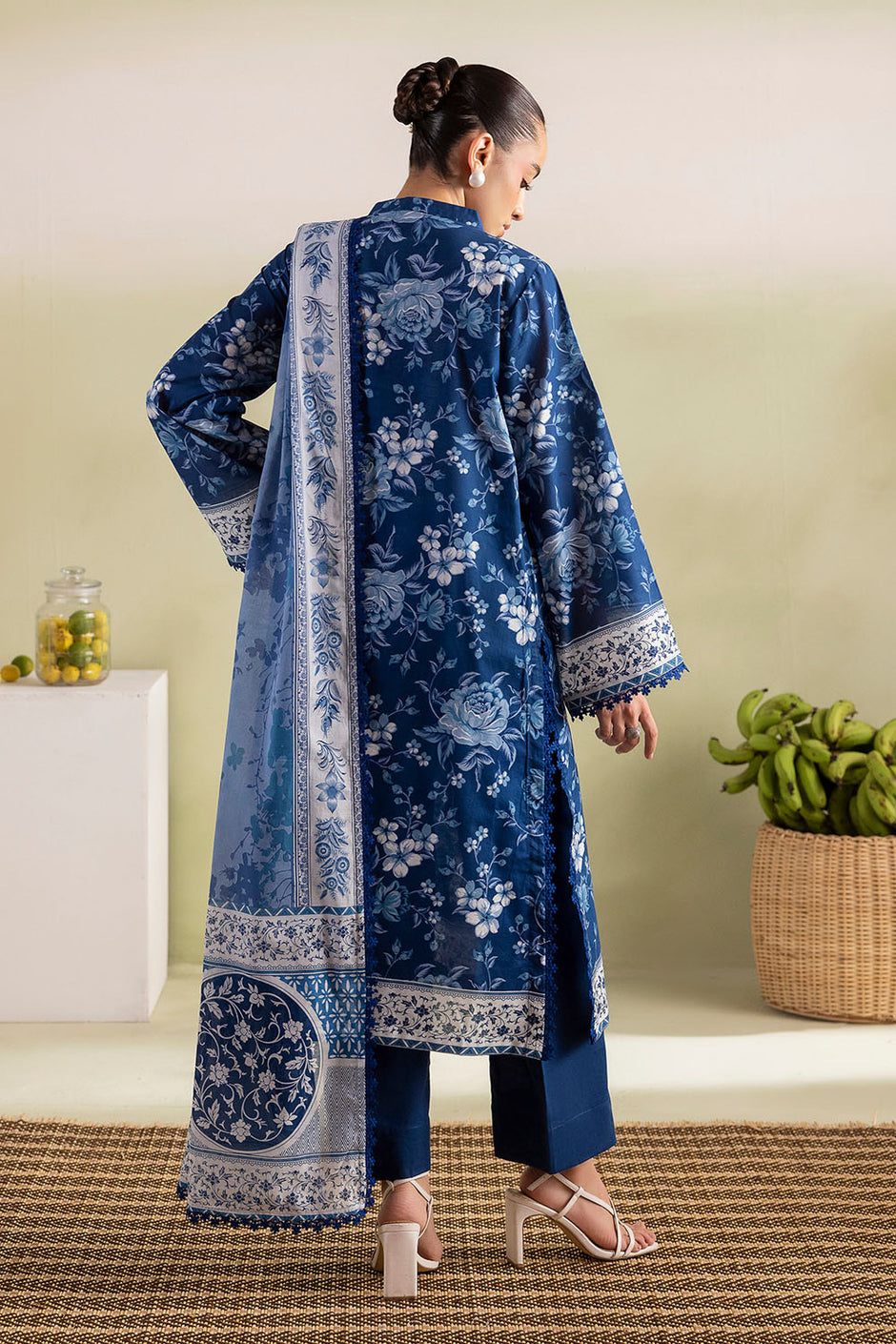 3 Piece Printed Lawn Suit with Embroidered Neckline and Printed Lawn Dupatta