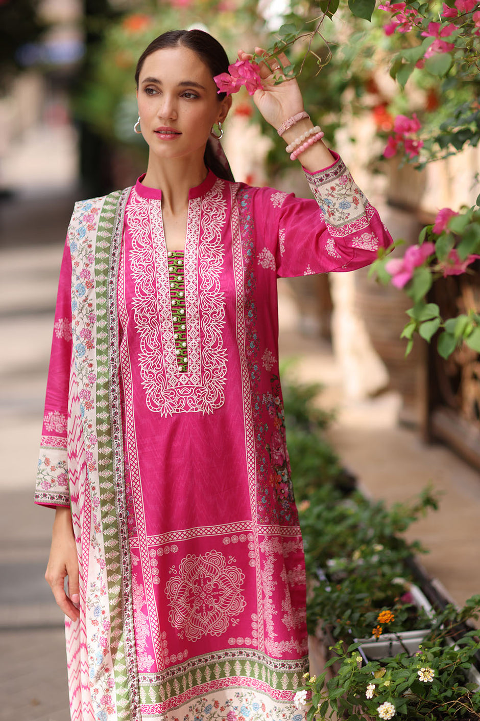 3 Piece Embroidered Lawn Suit with Printed Lawn Dupatta