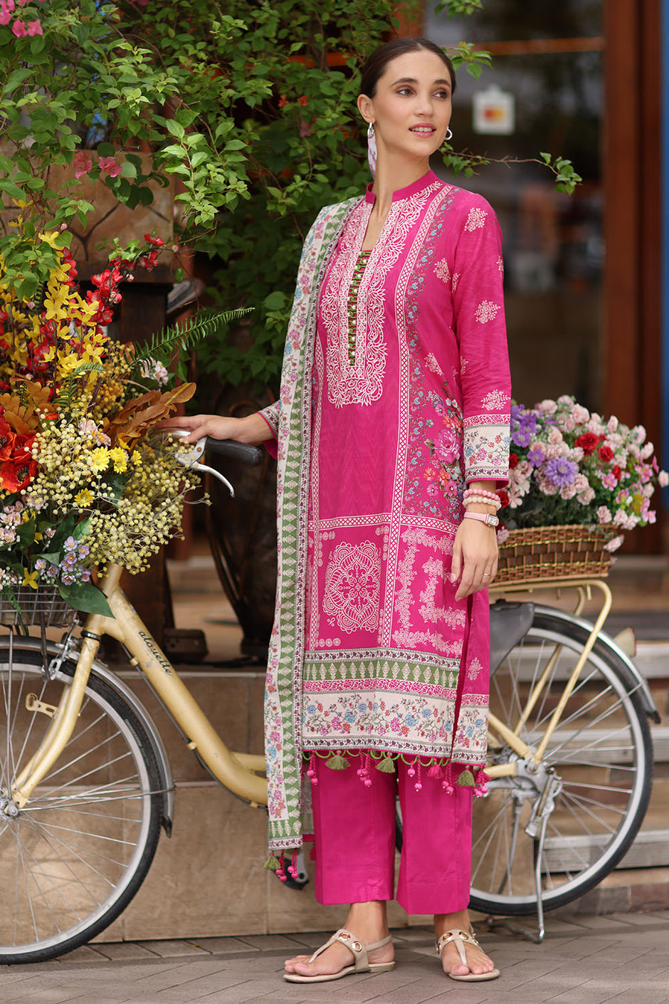 3 Piece Embroidered Lawn Suit with Printed Lawn Dupatta