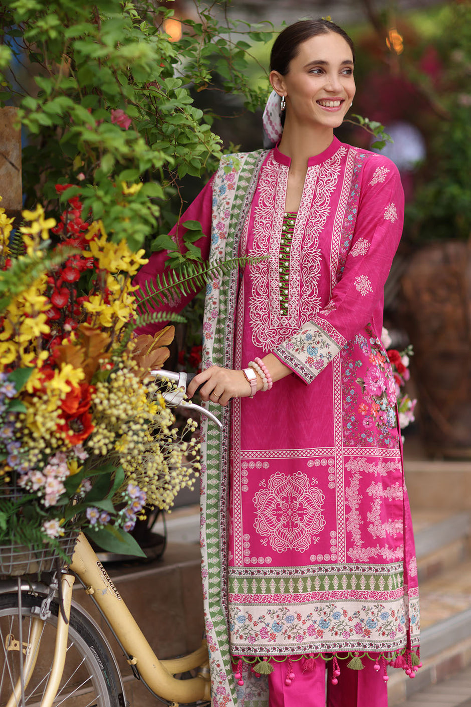 3 Piece Embroidered Lawn Suit with Printed Lawn Dupatta