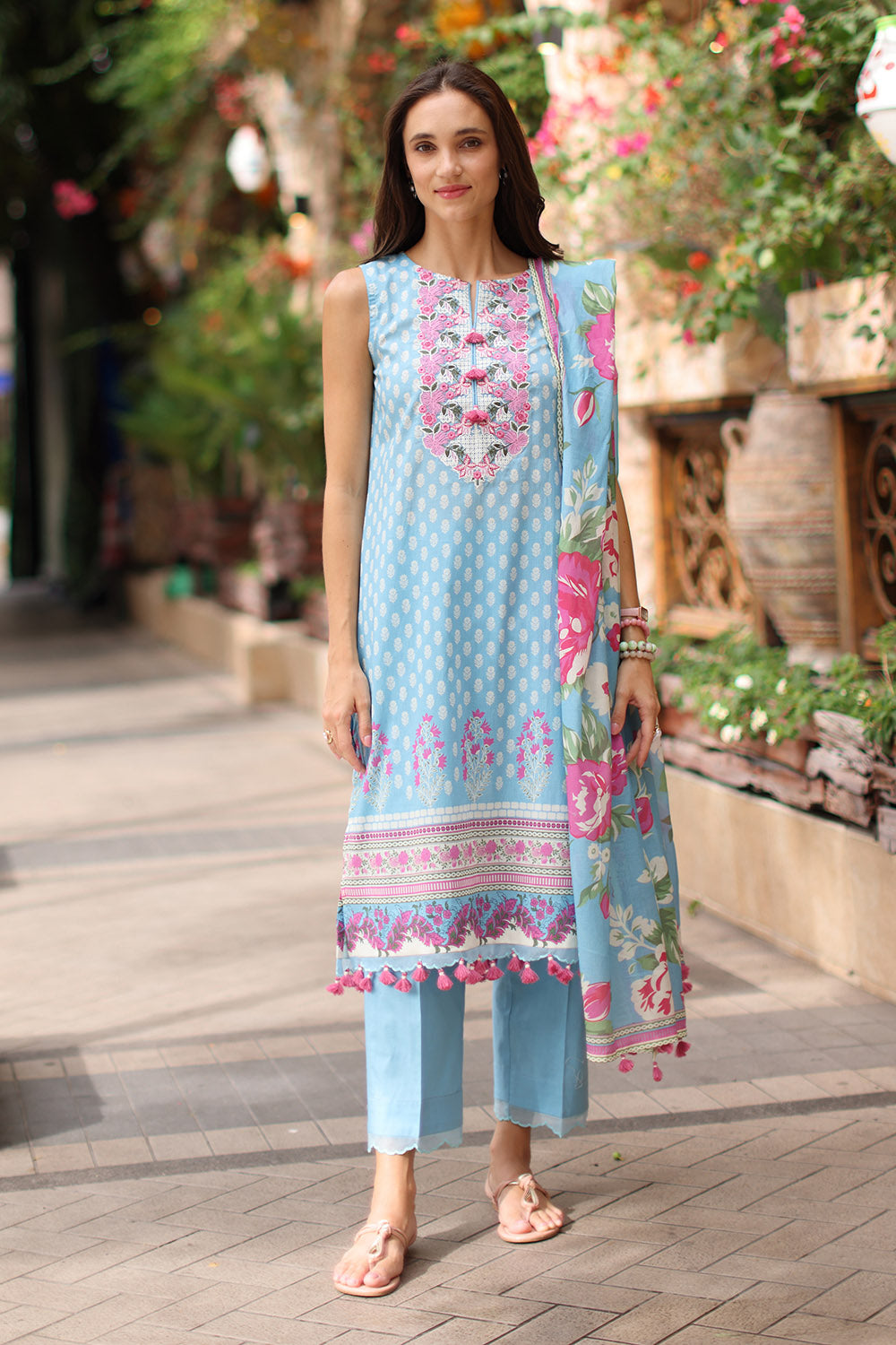 3 Piece Embroidered Lawn Suit with Printed Lawn Dupatta