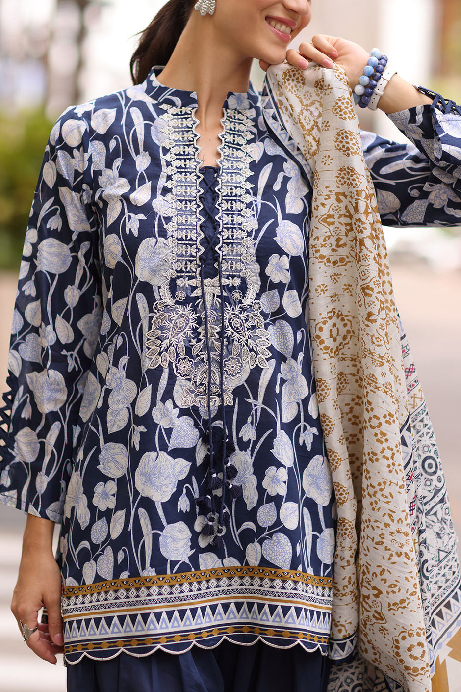 3 Piece Embroidered Lawn Suit with Printed Lawn Dupatta