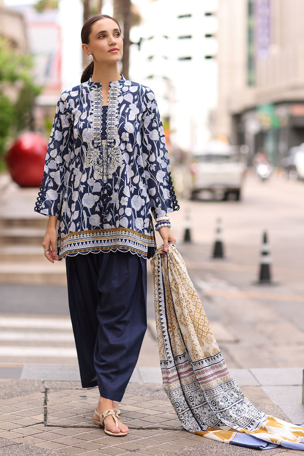 3 Piece Embroidered Lawn Suit with Printed Lawn Dupatta