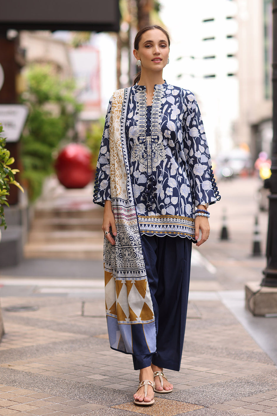 3 Piece Embroidered Lawn Suit with Printed Lawn Dupatta