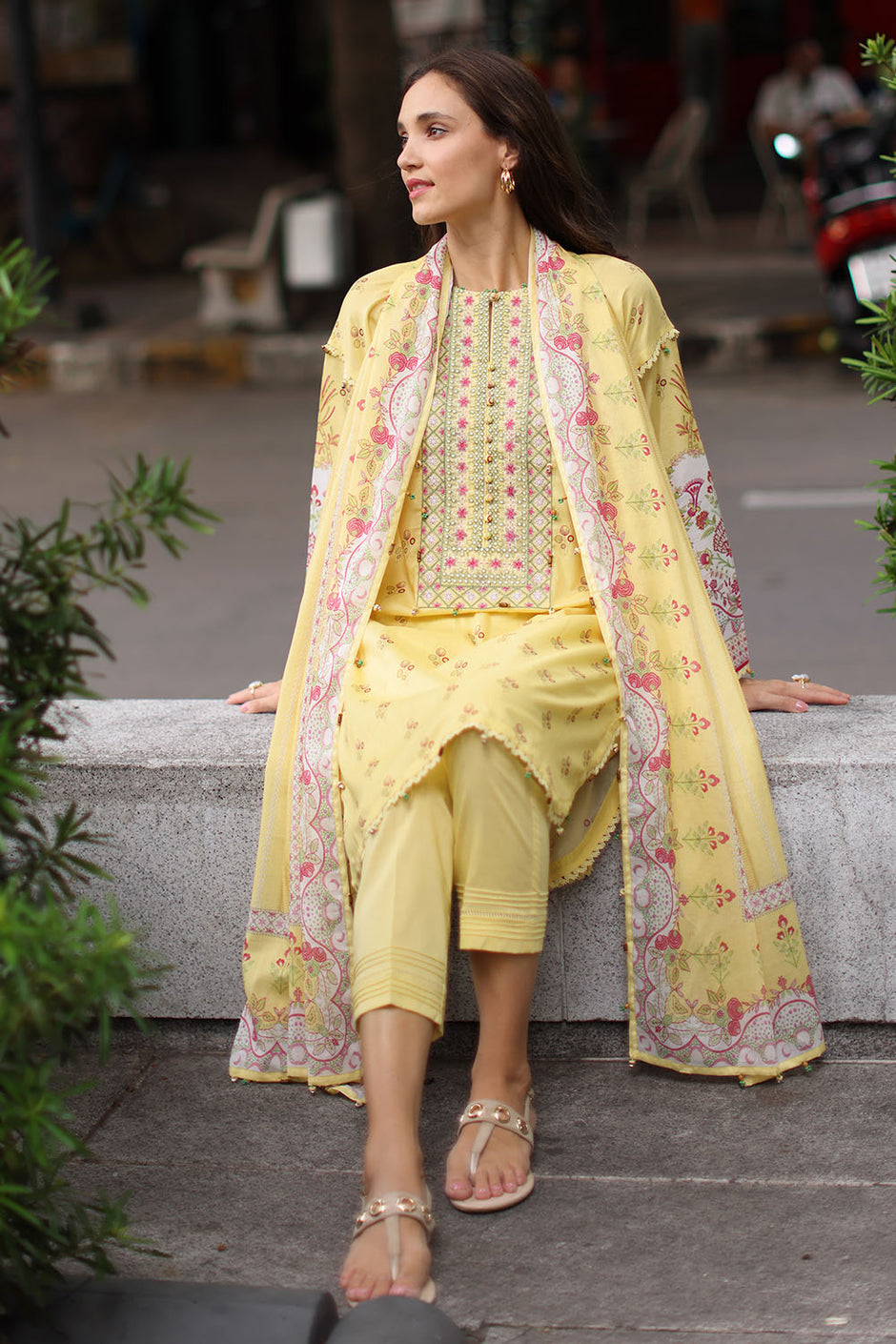 3 Piece Embroidered Lawn Suit with Printed Lawn Dupatta
