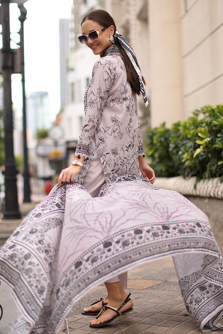 3 Piece Embroidered Lawn Suit with Printed Lawn Dupatta