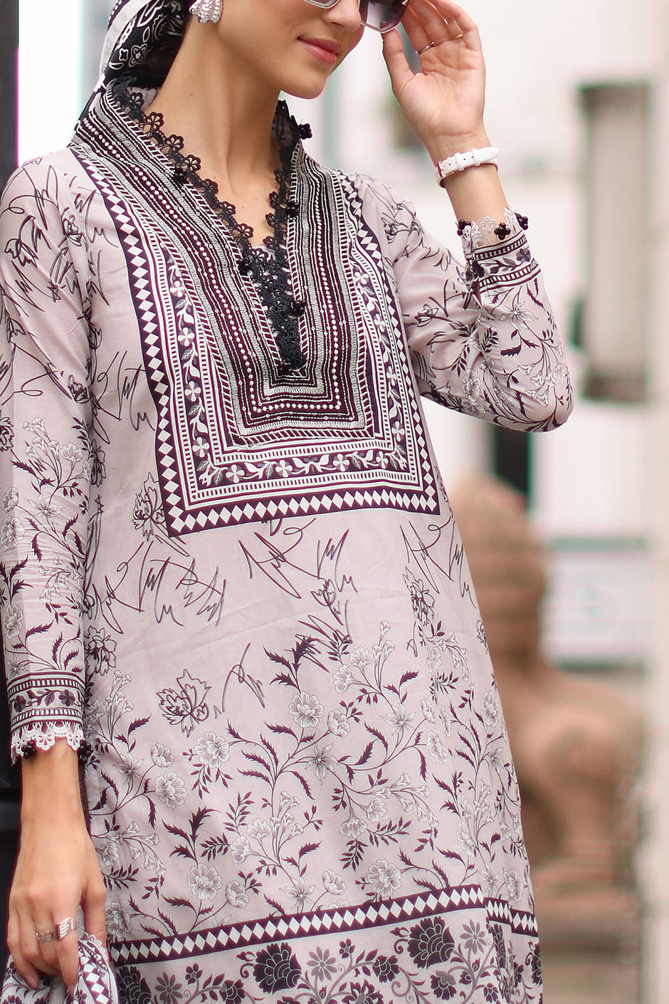 3 Piece Embroidered Lawn Suit with Printed Lawn Dupatta