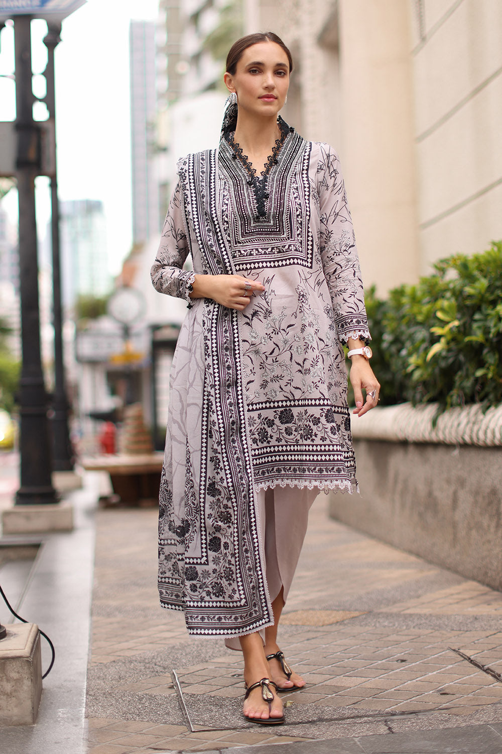3 Piece Embroidered Lawn Suit with Printed Lawn Dupatta