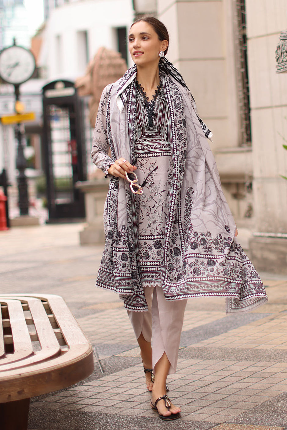 3 Piece Embroidered Lawn Suit with Printed Lawn Dupatta