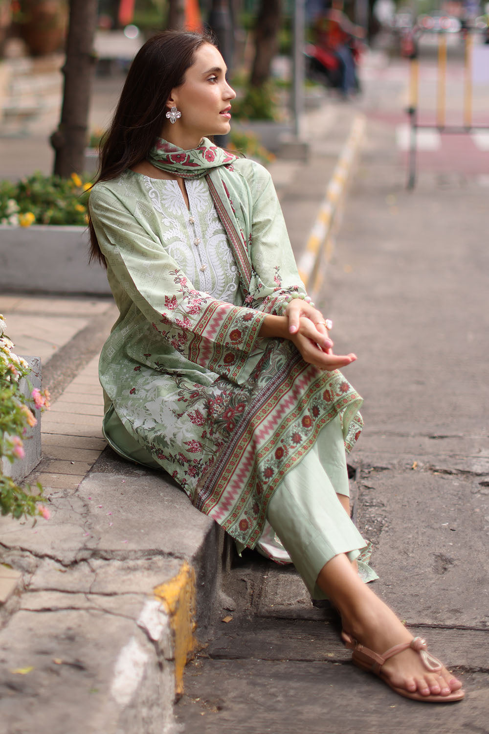 3 Piece Embroidered Lawn Suit with Printed Lawn Dupatta