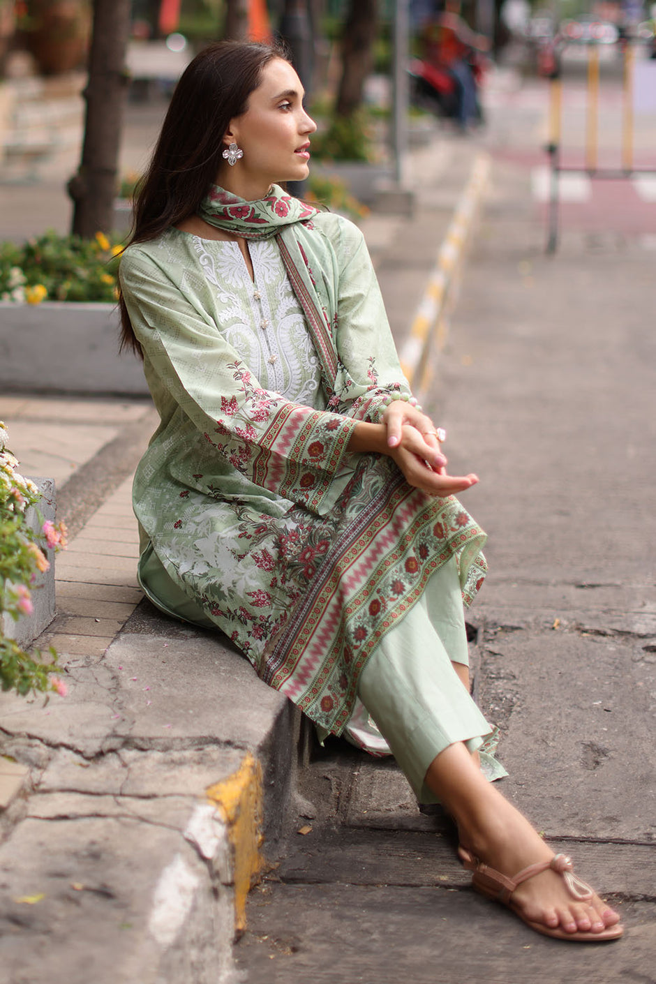 3 Piece Embroidered Lawn Suit with Printed Lawn Dupatta