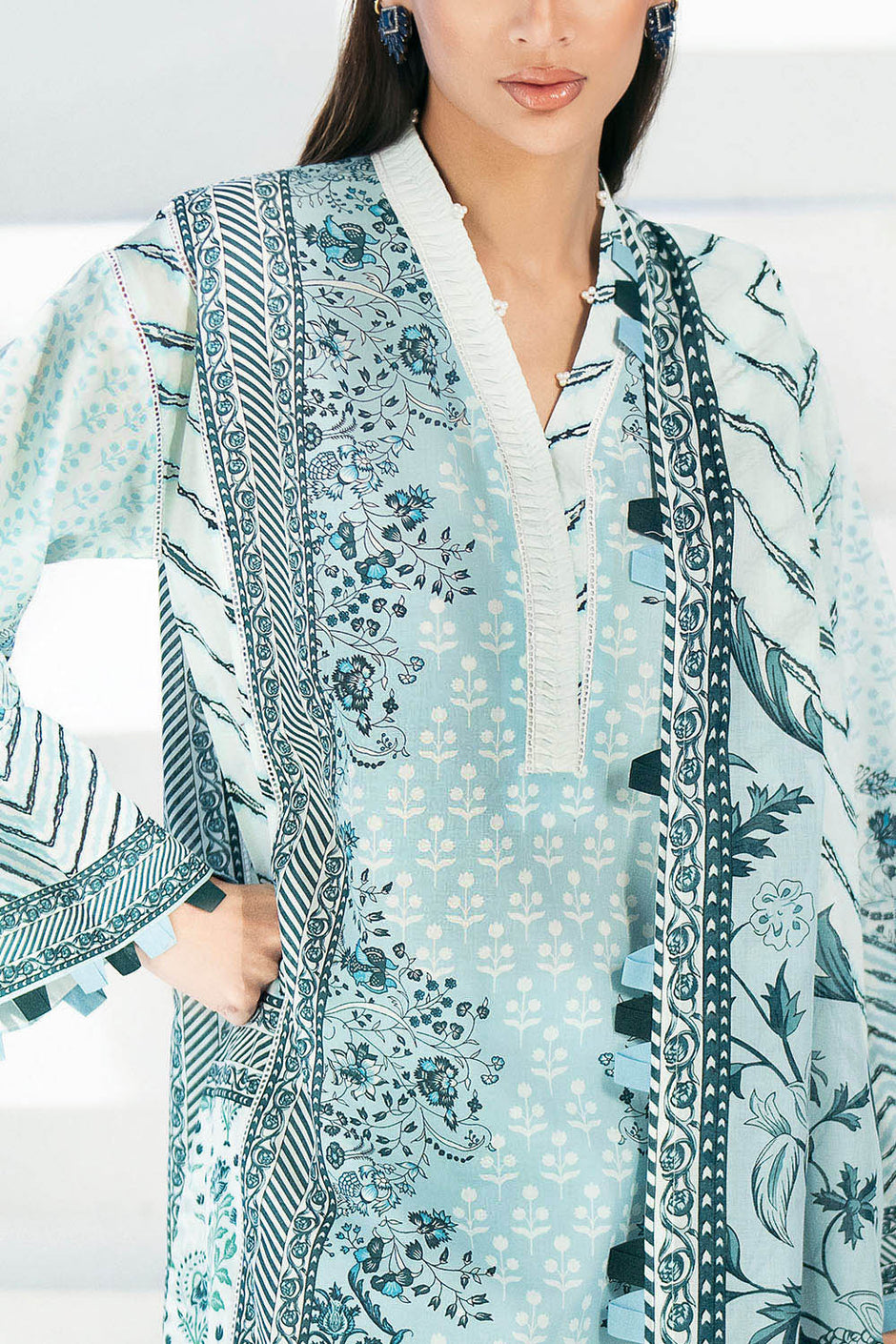 3 Piece Printed Lawn Suit with Embroidered Trouser