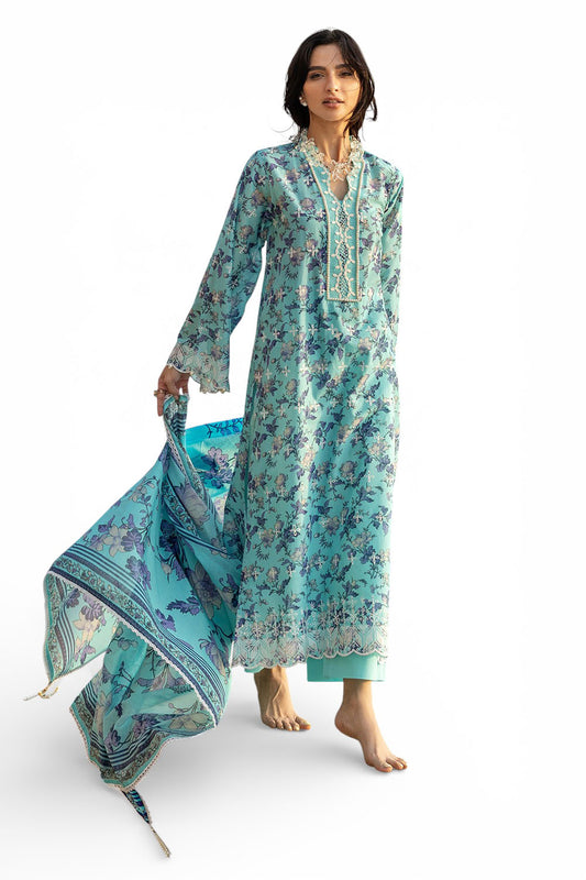 3 Piece Schiffli Embroidered Printed Lawn Suit with Lace and Dupatta CL-52495