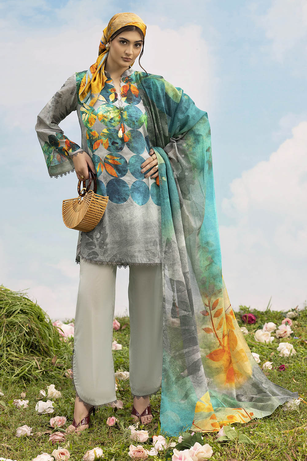 3 Piece Printed Lawn Suit with Dupatta