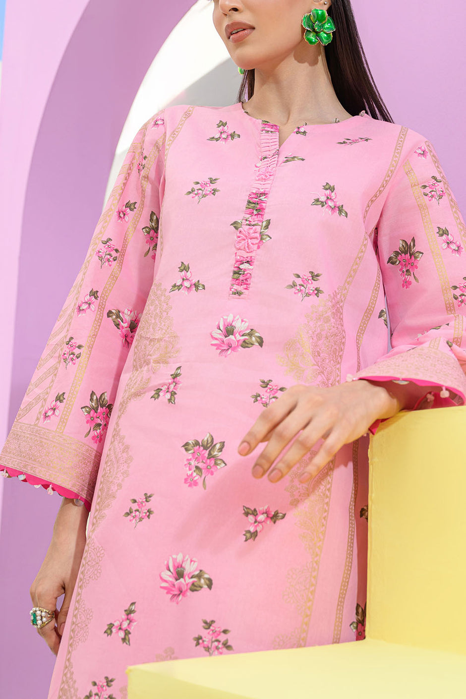 2 Piece Gold Printed Lawn Suit