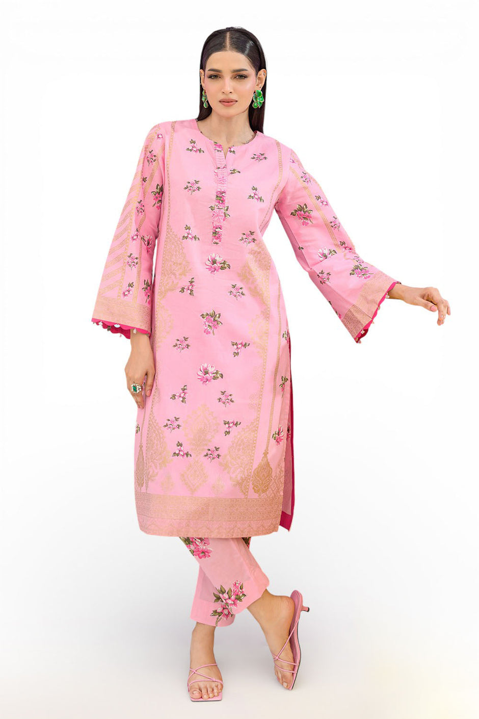 2 Piece Gold Printed Lawn Suit