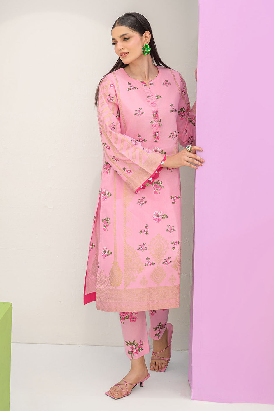2 Piece Gold Printed Lawn Suit