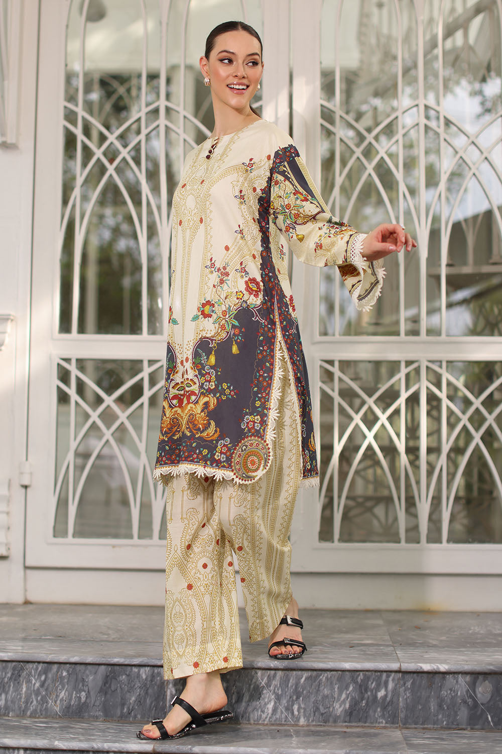 2 Piece Printed Lawn Suit with Printed Trouser