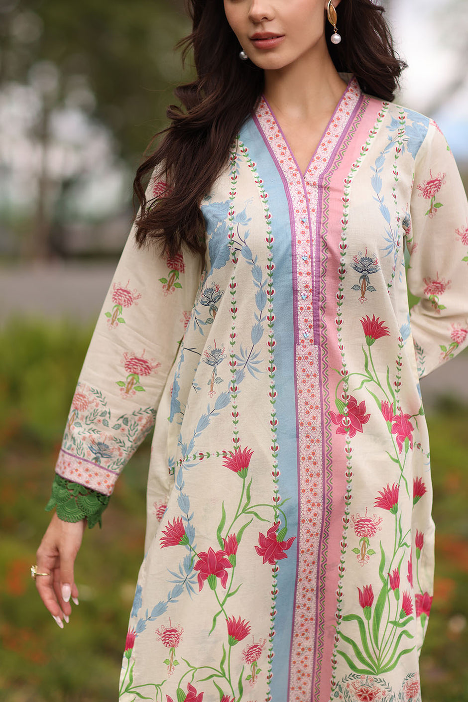 2 Piece Printed Lawn Suit with Printed Trouser