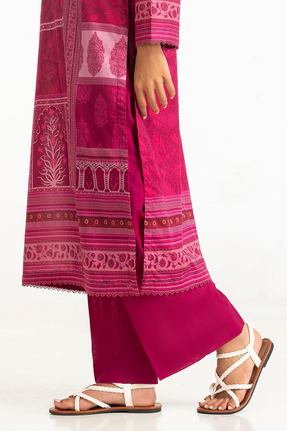 3 Piece Printed Lawn Suit with Leno Dupatta