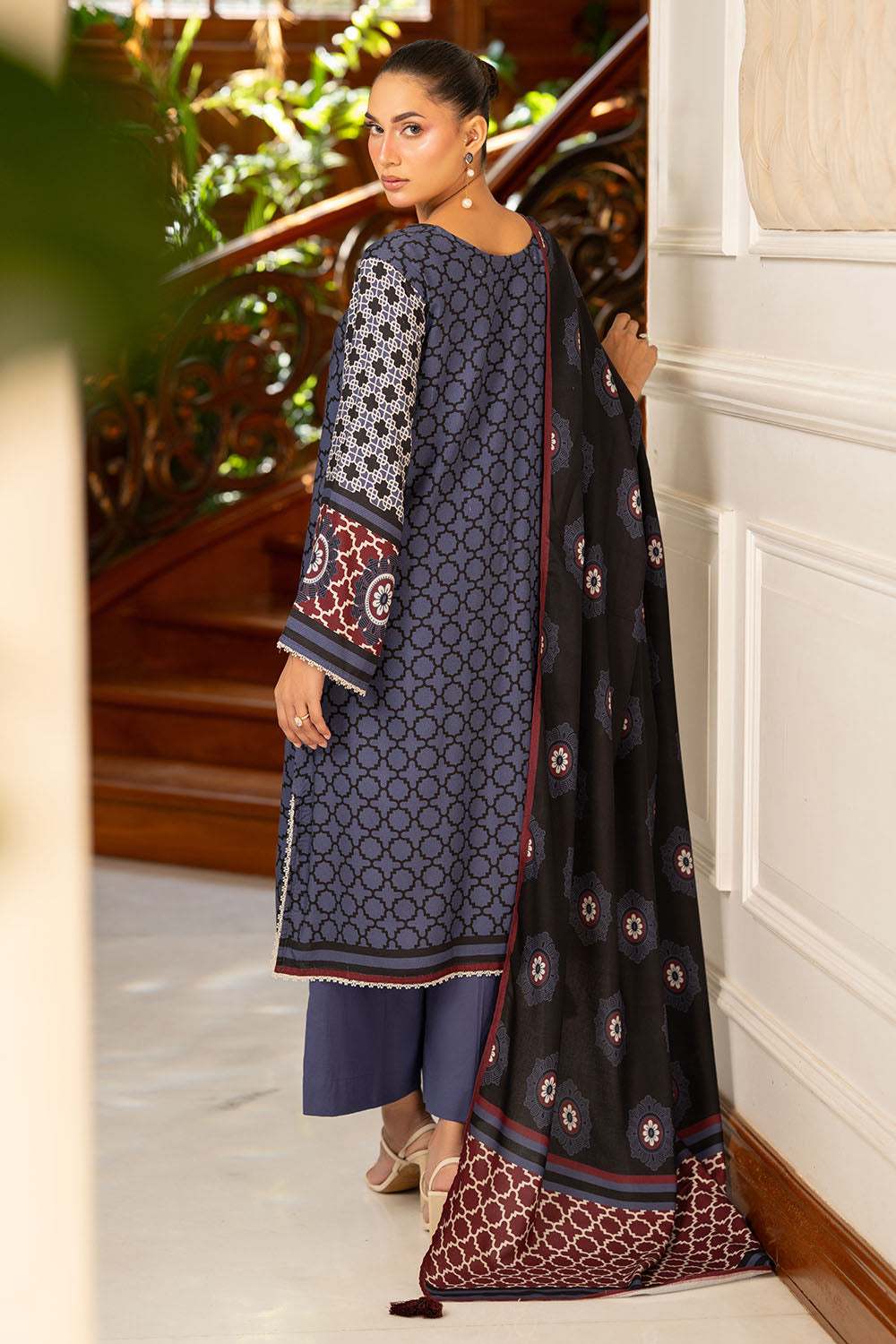 3 Piece Printed Dobby Suit